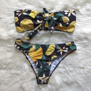 Shein Lemon Print Bandeau Bikini New Small